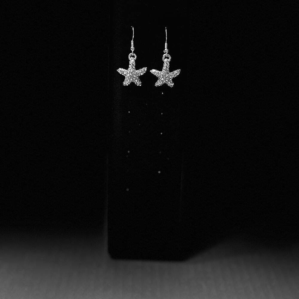Sterling Silver Crystal Starfish Earrings